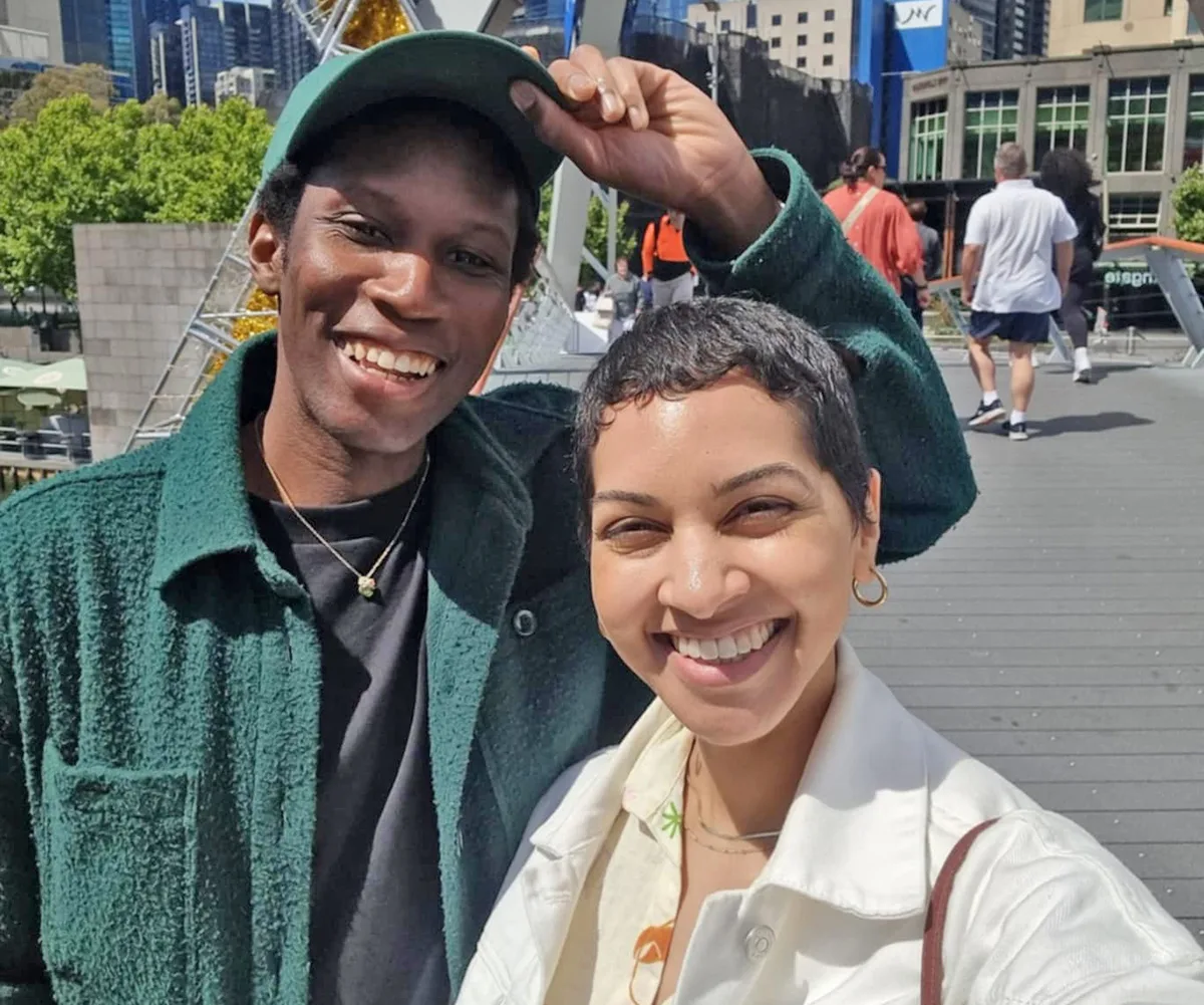 MasterChef's Olaolu and his partner taking a selfie.