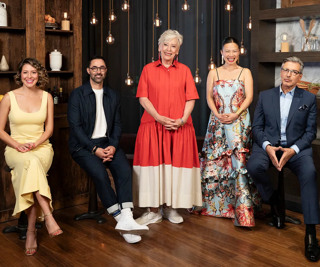 Maggie Beer (middle) with the MasterChef judges (from left to right) Sofia, Andy, Poh, Jean-Christophe.