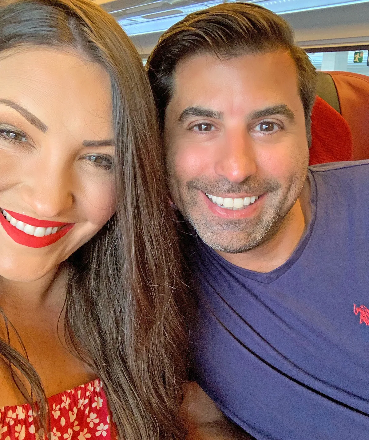 MasterChef Australia's Alita Harvey Rodriguez and her husband Michael taking a selfie on a plane.