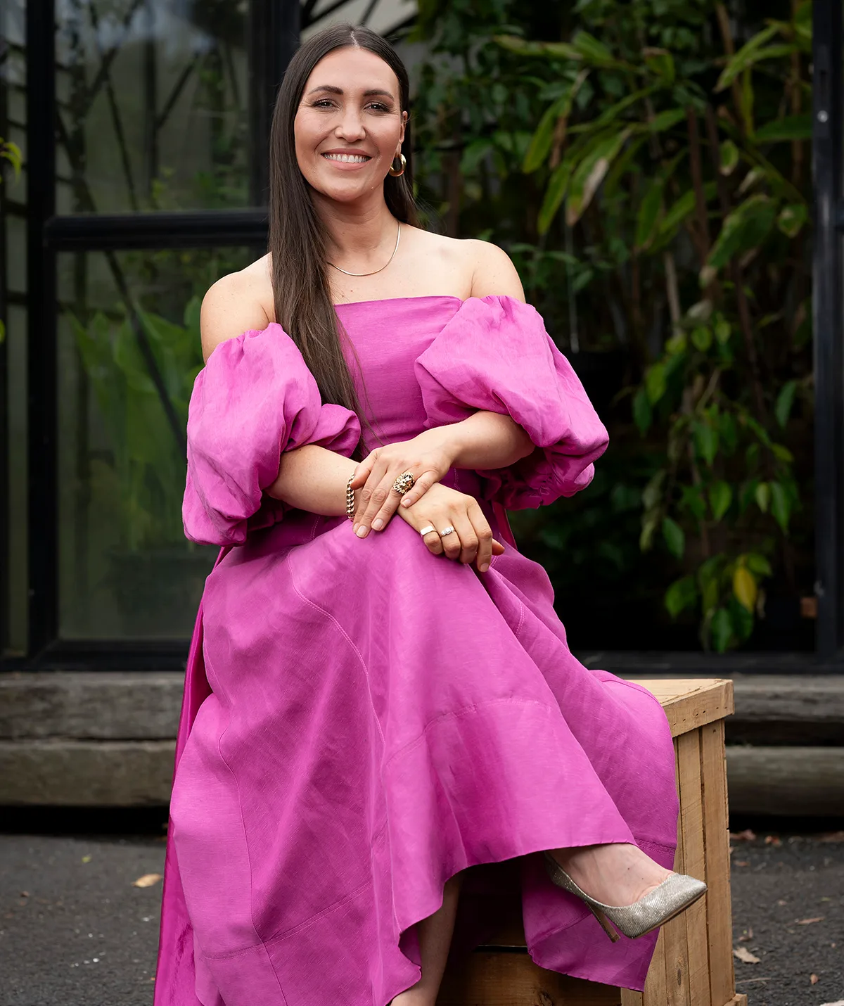 MasterChef Australia's Alita Harvey Rodriguez in a pink dress.