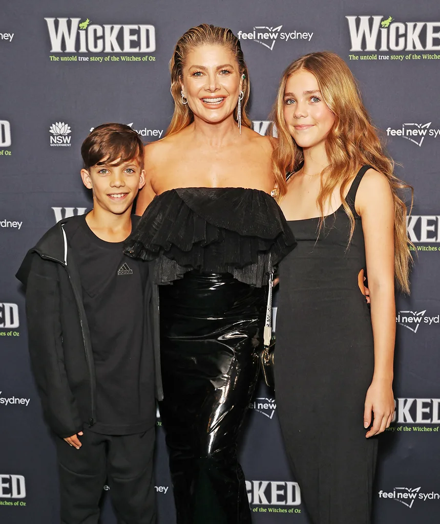 Nat with son Hendrix and daughter Harper at the premiere of Wicked in 2023.
