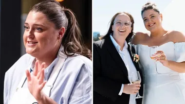 Dot McHugh on Masterchef and Dot and her wife at their wedding