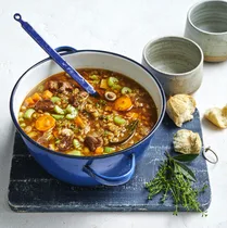 Hearty beef, vegetable & barley soup