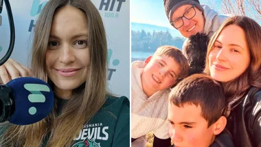 Home and Away's Christie Hayes pictured with husband and sons Hendrix and Harley