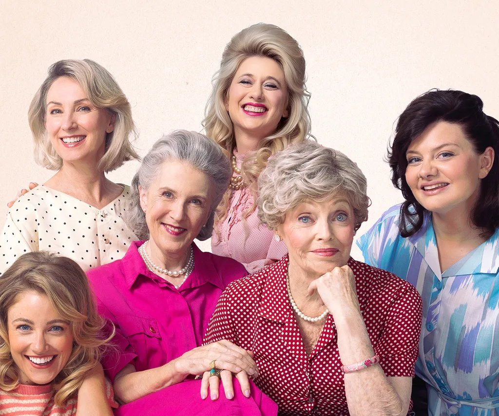 Steel Magnolias' Jessica Redmayne, Lisa McCune, Debra Lawrance, Mandy Bishop, Belinda Giblin and Lotte Beckett.