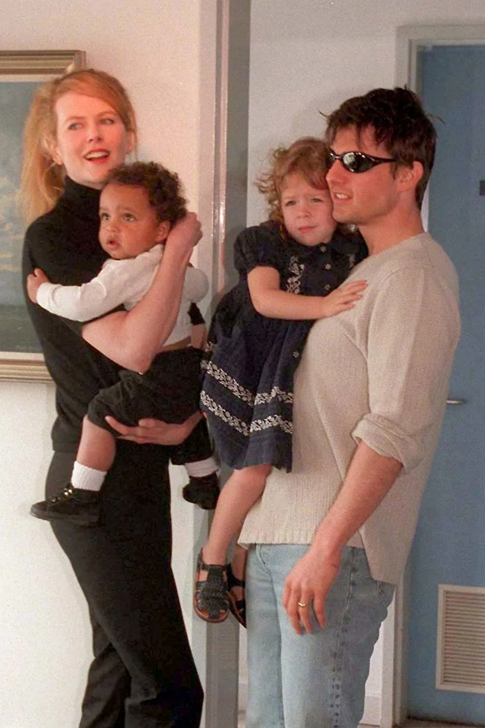 Nicole Kidman and Tom Cruise with their adopted children Bella and Connor in 1996