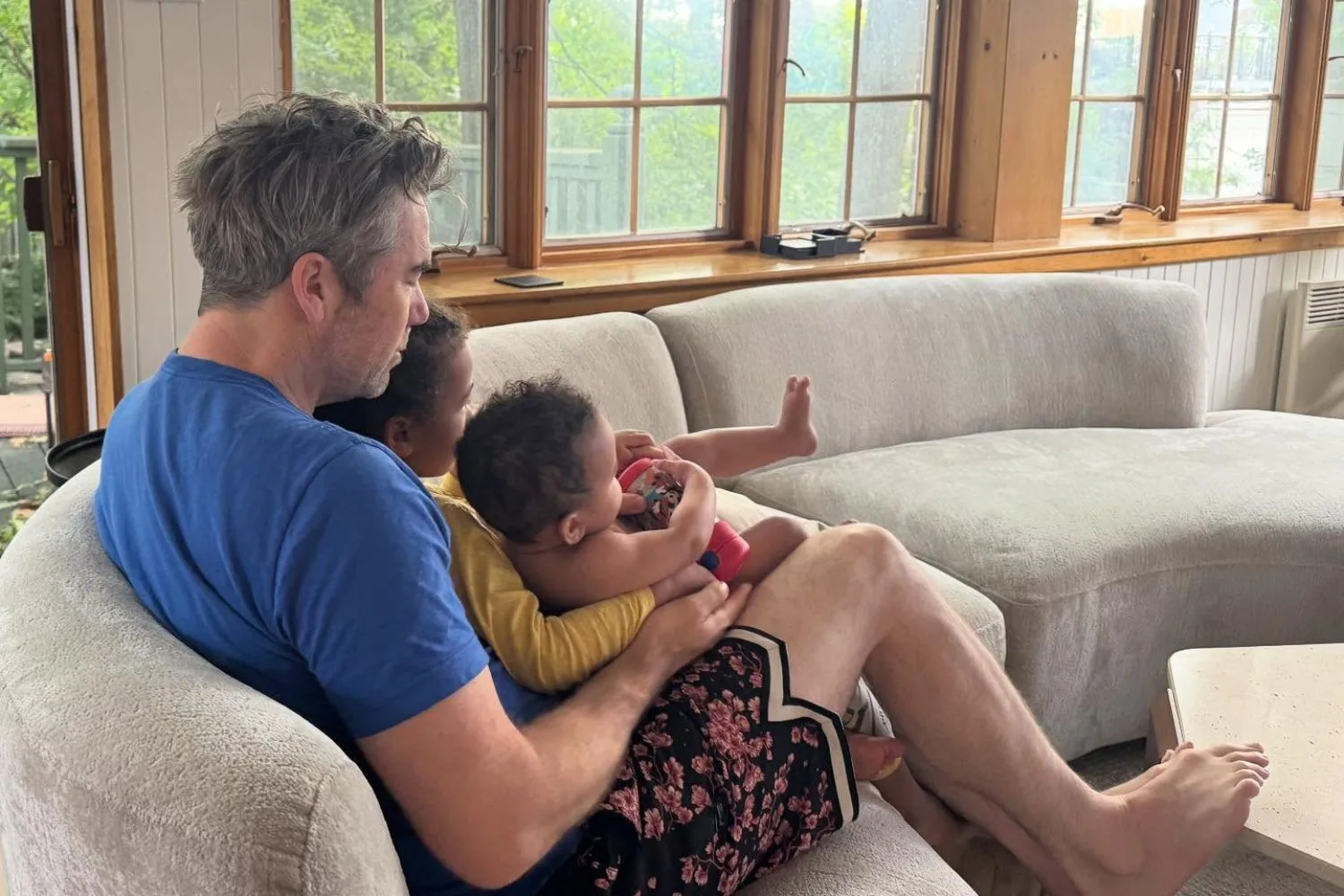 Patrick Brammall and his two daughters