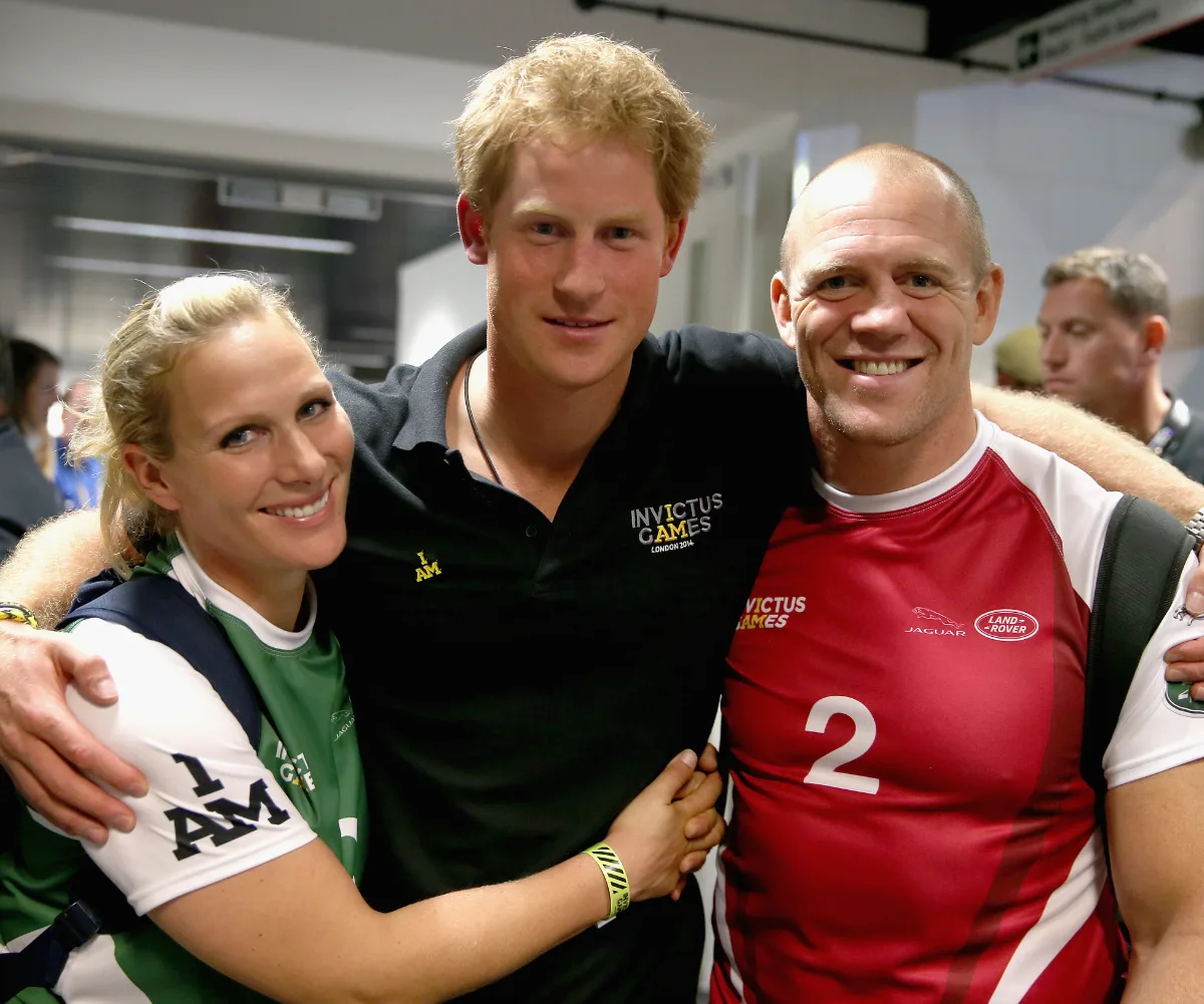 Zara Phillips, Prince Harry, and Mike Tindall in 2014