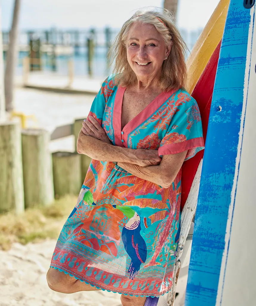 Lynne McGranger on the beach in a promo shot for Shark!