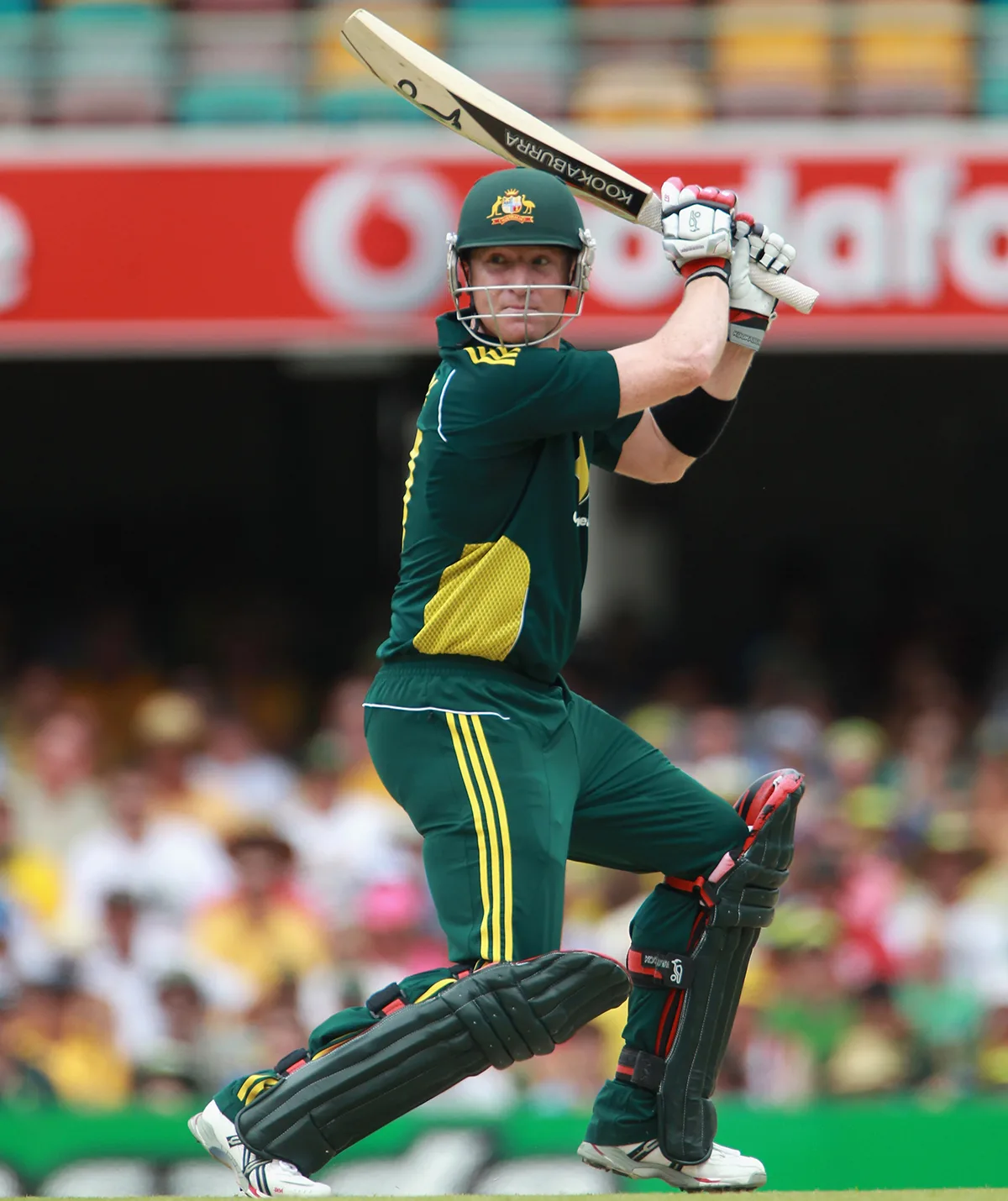 Brad Hodge of Australia hits out during game five of the Commonwealth Bank One Day International Series between Australia and England at The Gabba on January 30, 2011 in Brisbane, Australia.  (Photo by Tom Shaw/Getty Images)
