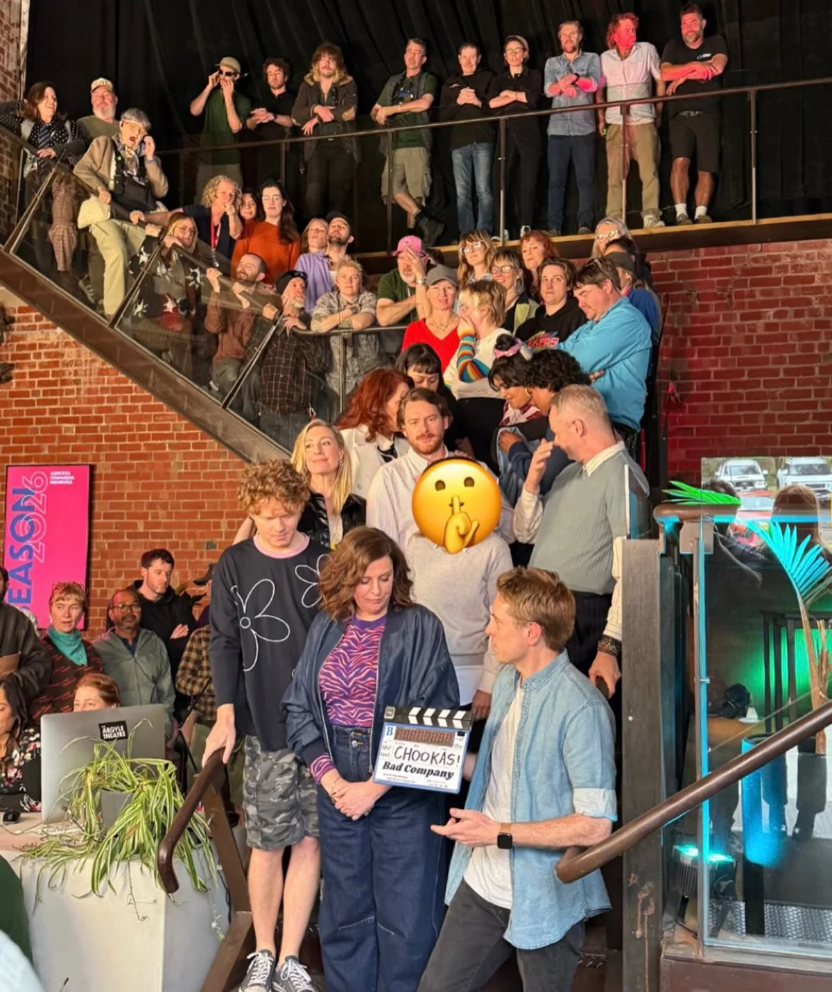 Will on the set of Bad Company with cast and crew.