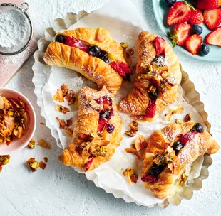 Berry custard croissants