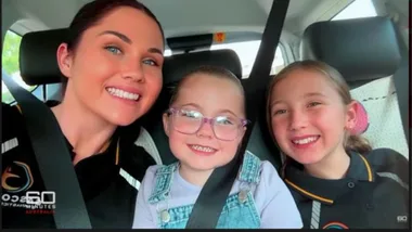 CLEO SMITH WITH HER MUM ELLIE SMITH AND LITTLE SISTER ISLA