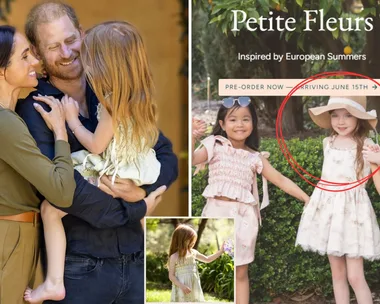 Princess Lilibet with her parents Meghan and Harry and a child model who resembles her