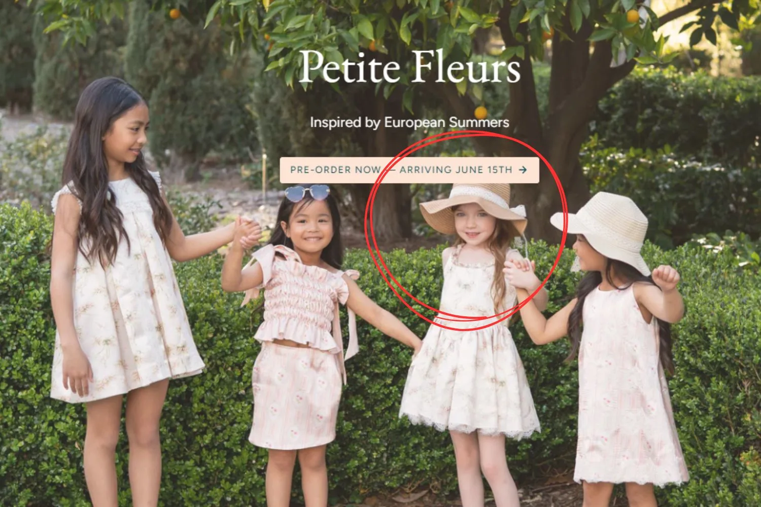 A child model resembling Princess Lilibet on the Lil Olives website