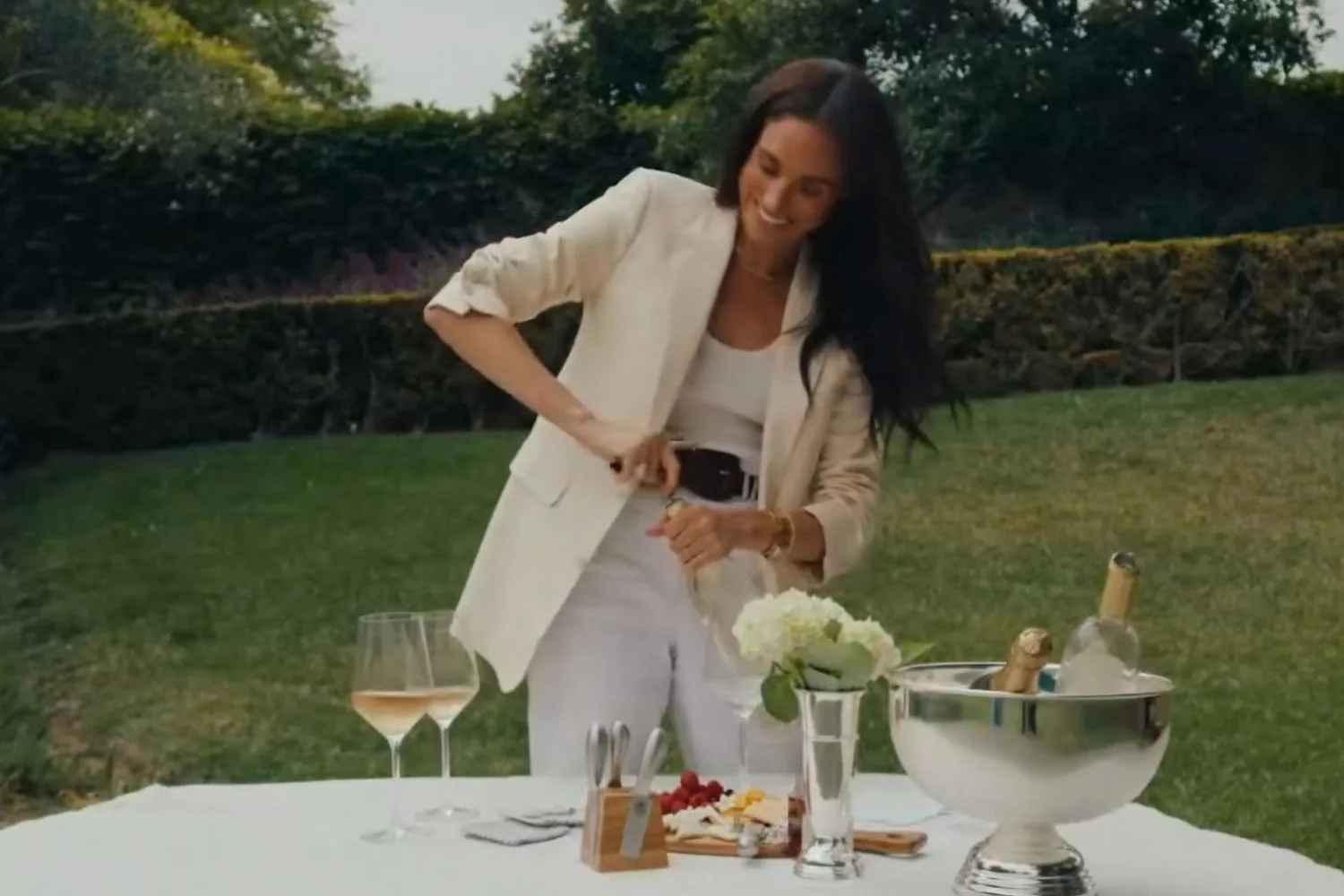 Meghan Markle appears in a video spruiking her range of wine on the As Ever Instagram page.