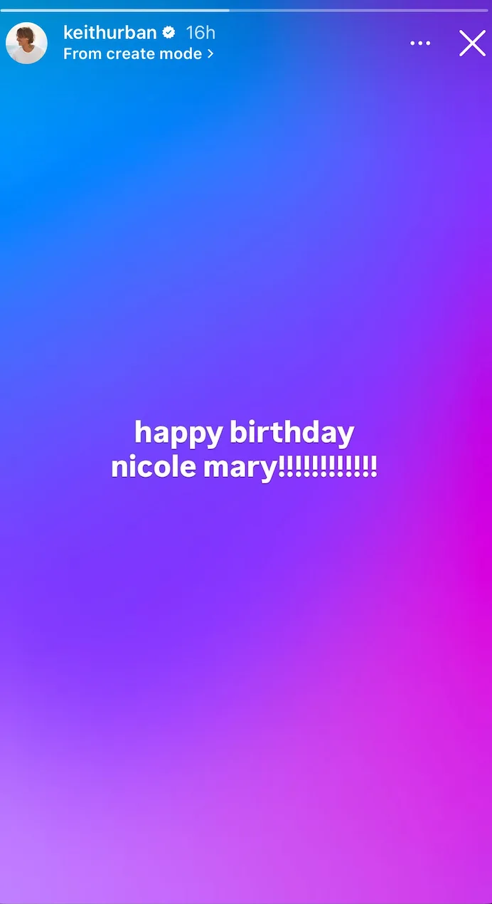 Keith Urban bday message to Nicole KIdman 