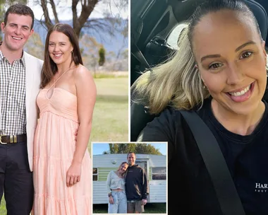 Farmer Brenton and Sophie Holcombe on Farmer Wants a Wife, and Sophie with her new boyfriend Lachy