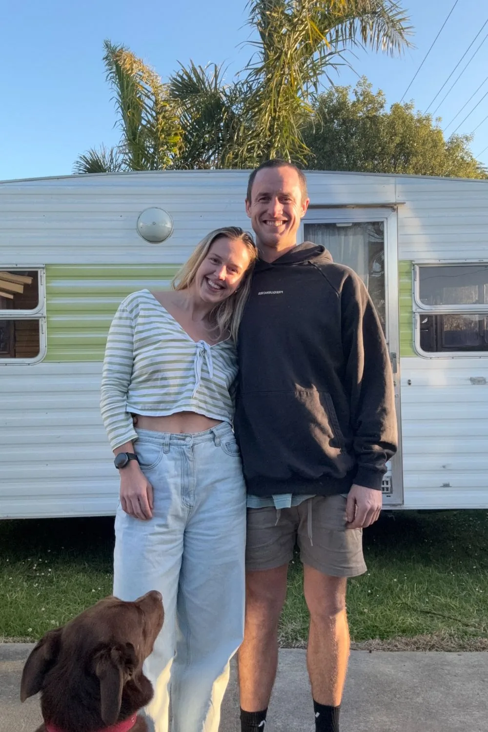 Sophie Holcome with boyfriend Lachy and dog Reggie