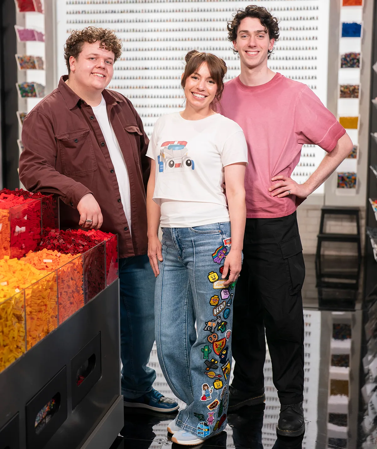 Max, Michelle and Jordy behind the scenes on LEGO Masters Bricktacular.