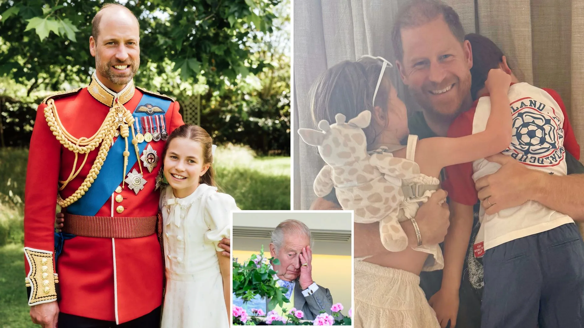 Prince William and Charlotte, Prince Harry and Archie and Lilibet, King Charles