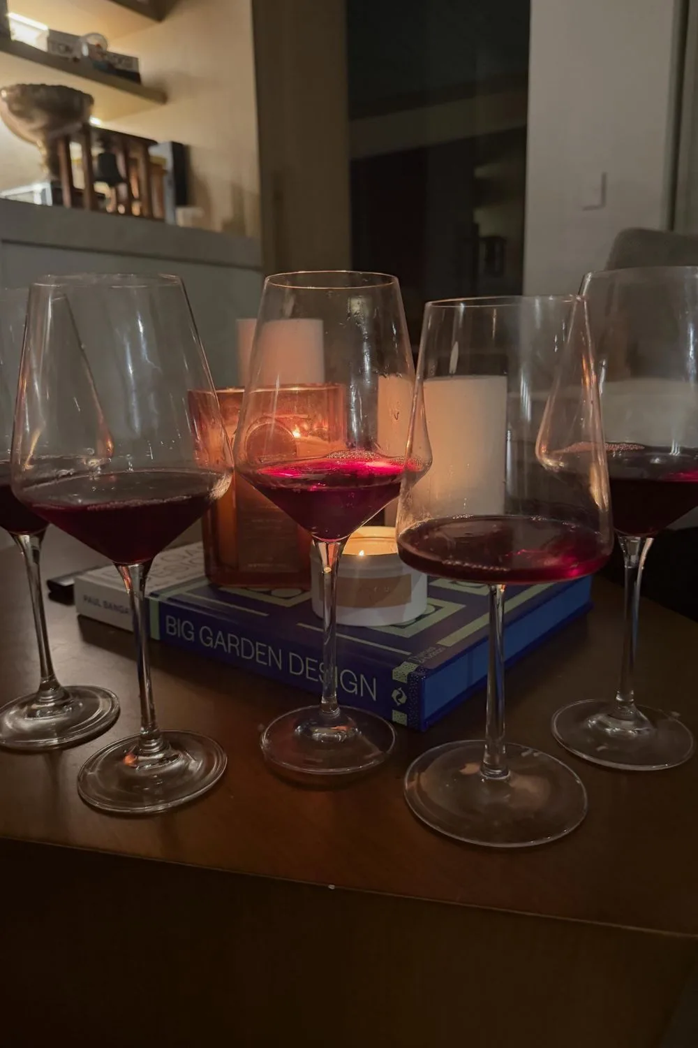Half-drunk glasses of wine