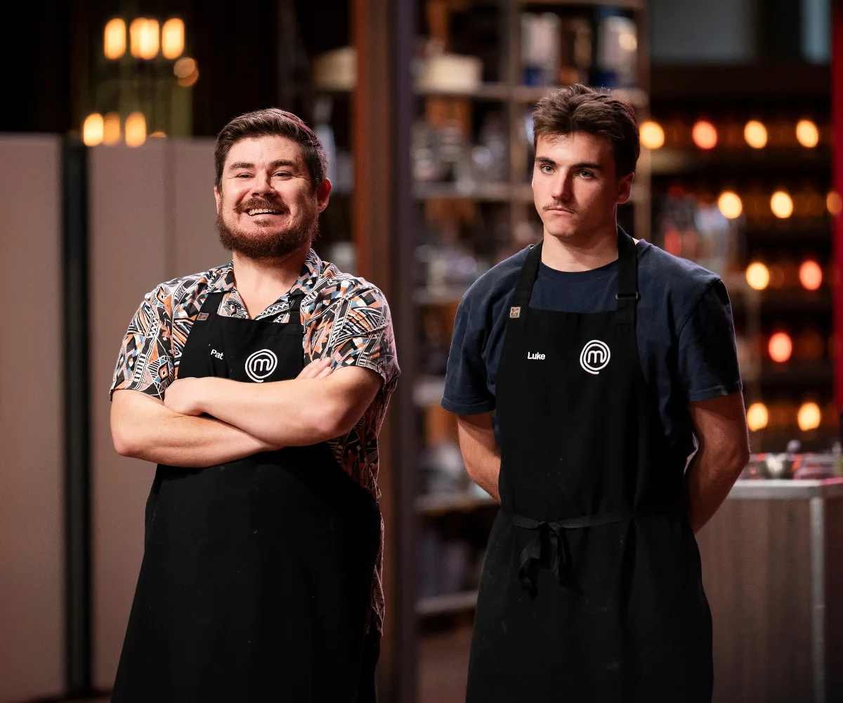 Pat McGarry and Luke Harris in the Heat Week elimination cook on MasterChef Australia.