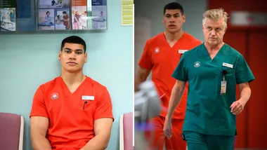 Ioane Sa'ula and Dan Wyllie in The F Ward.