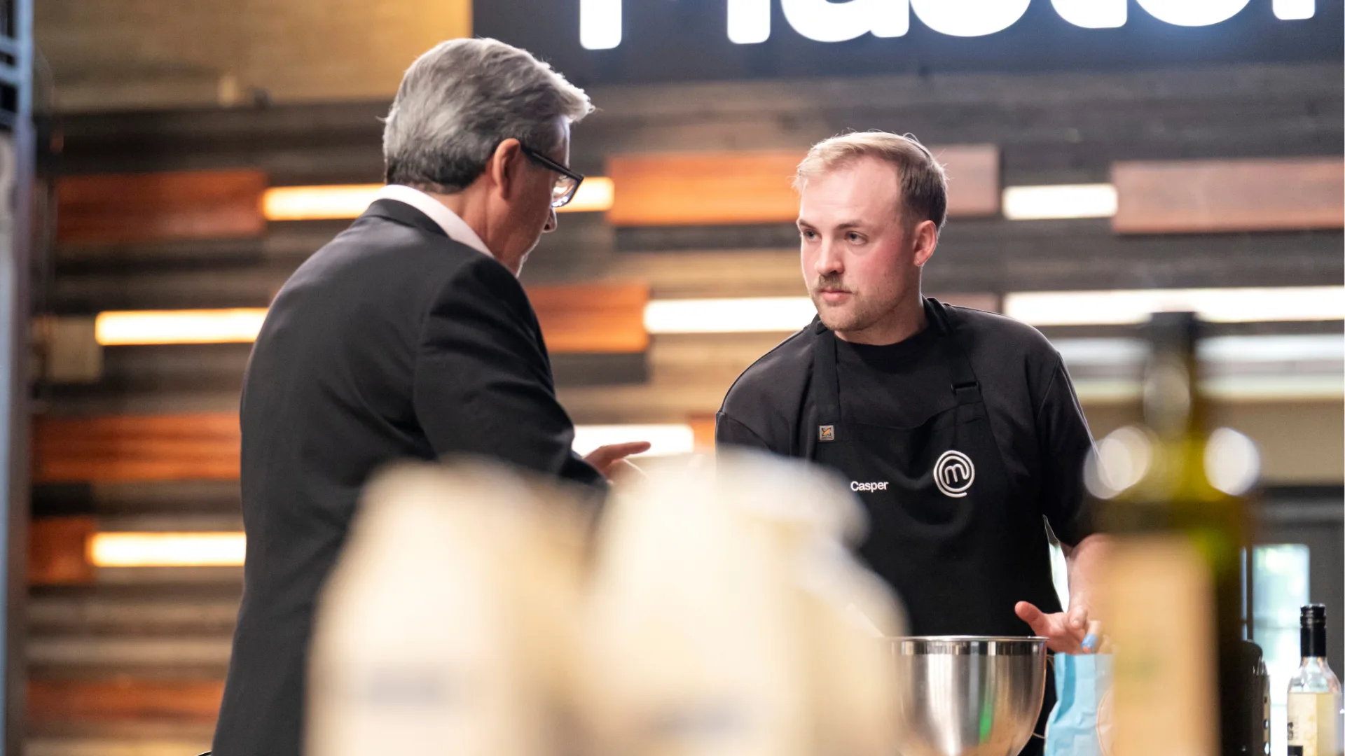 Casper Kenworthy cooking in the MasterChef Australia kitchen.