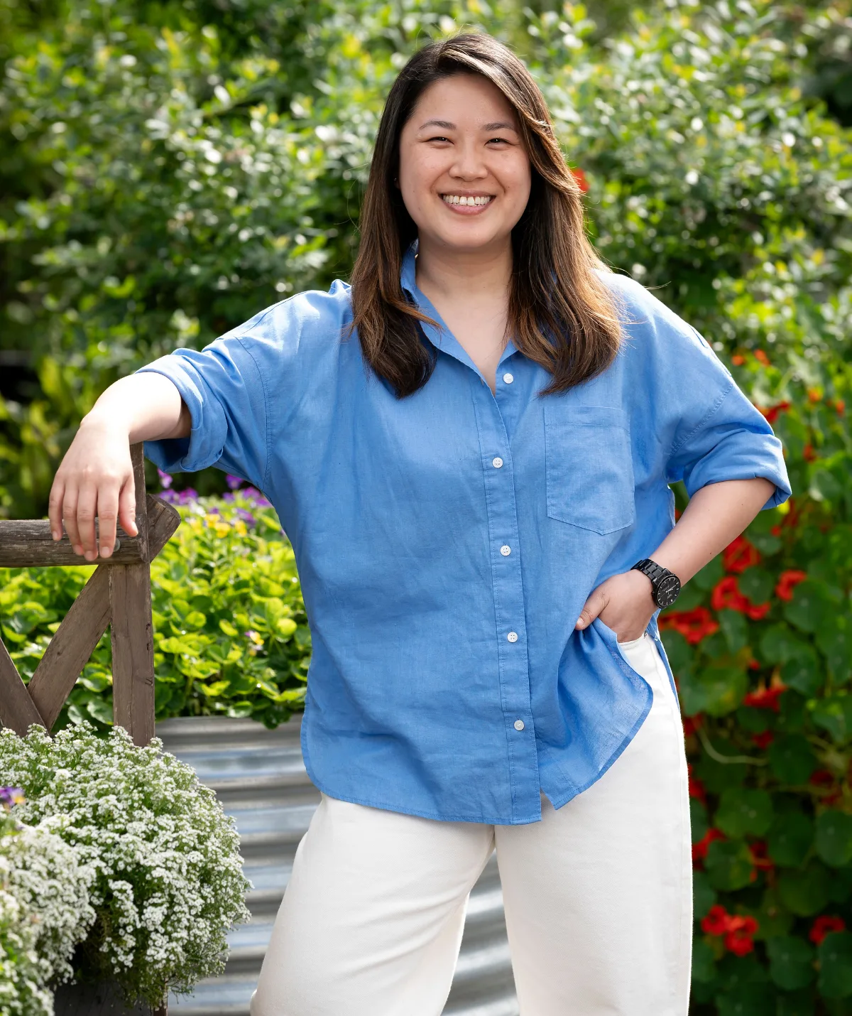 Emily Sue in the MasterChef Australia garden.