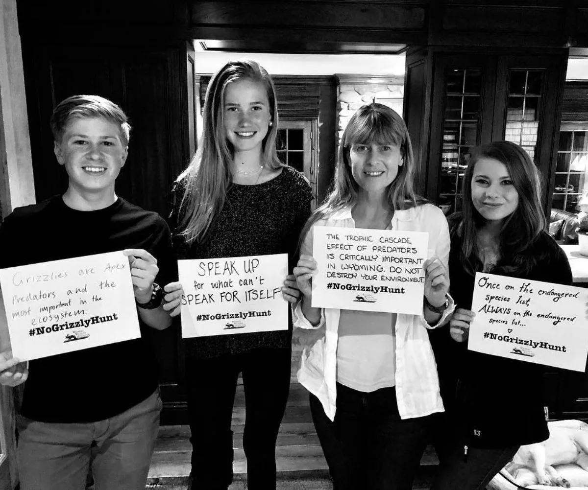 Robert Terri and Bindi Irwin pictured with Ashleigh Scully