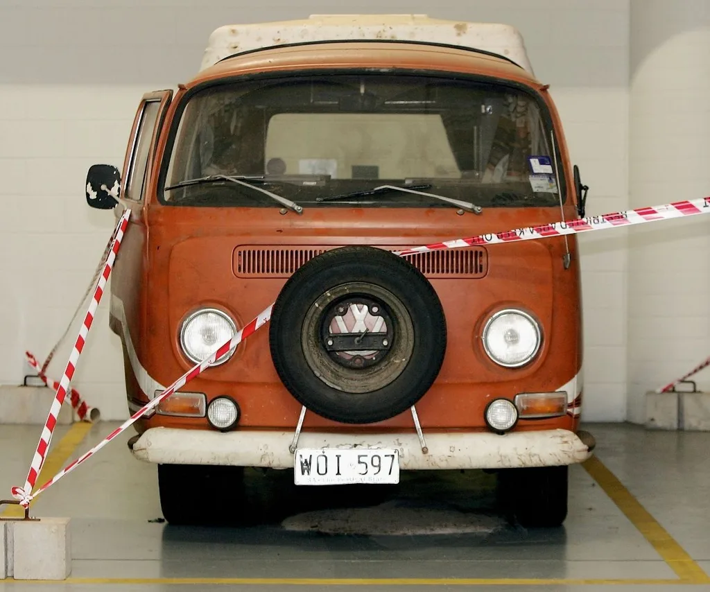 An orange kombi van