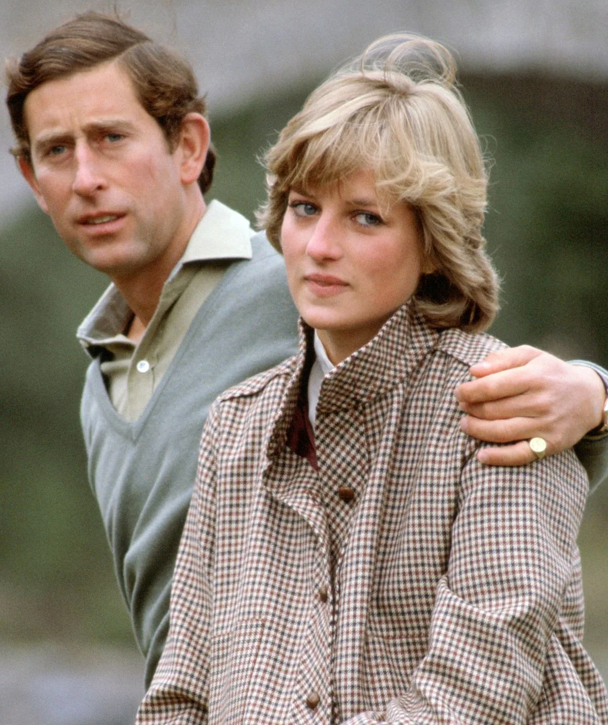 Prince Charles and Princess Diana looking sad on their honeymoon