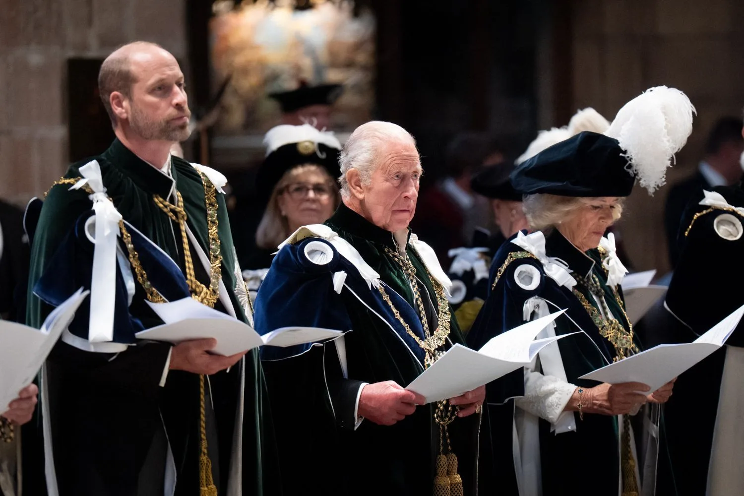 Prince William with King Charles and Queen Camilla at the Order of the Thistle service