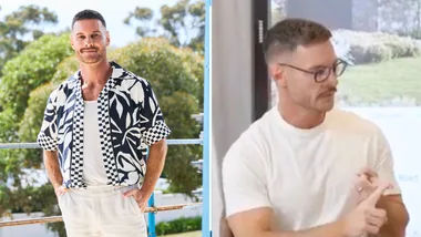 Left: Darren Palmer on site of The Block 2026. Right: Darren Palmer giving his MasterClass on The Block.
