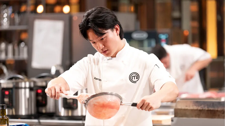Aaron Kher preparing his dessert in the MasterChef Australia semi-final.