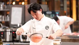 Aaron Kher preparing his dessert in the MasterChef Australia semi-final.