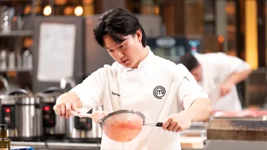 Aaron Kher preparing his dessert in the MasterChef Australia semi-final.