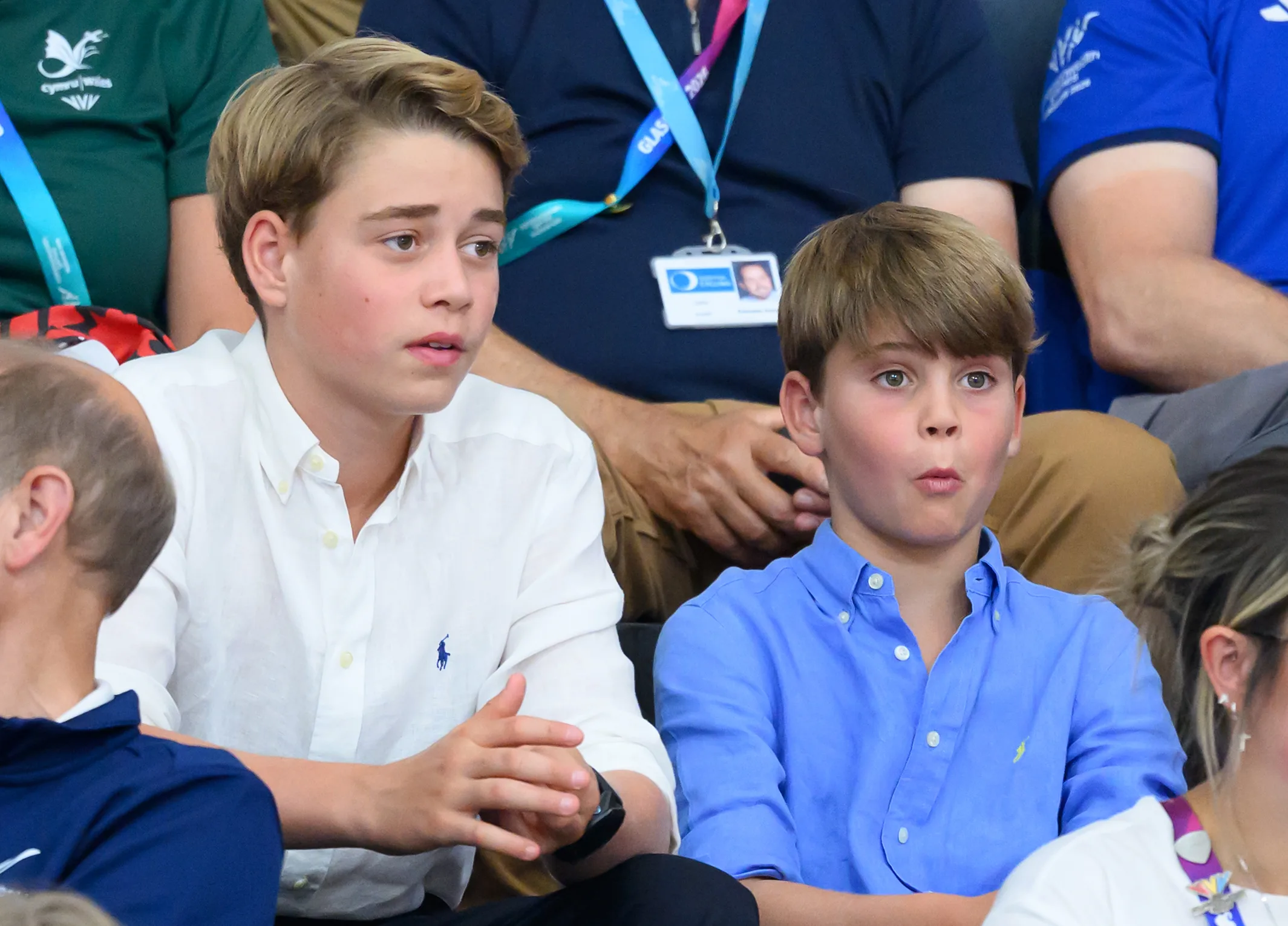 Prince George and Prince Louis watch on at the commonwealth games 