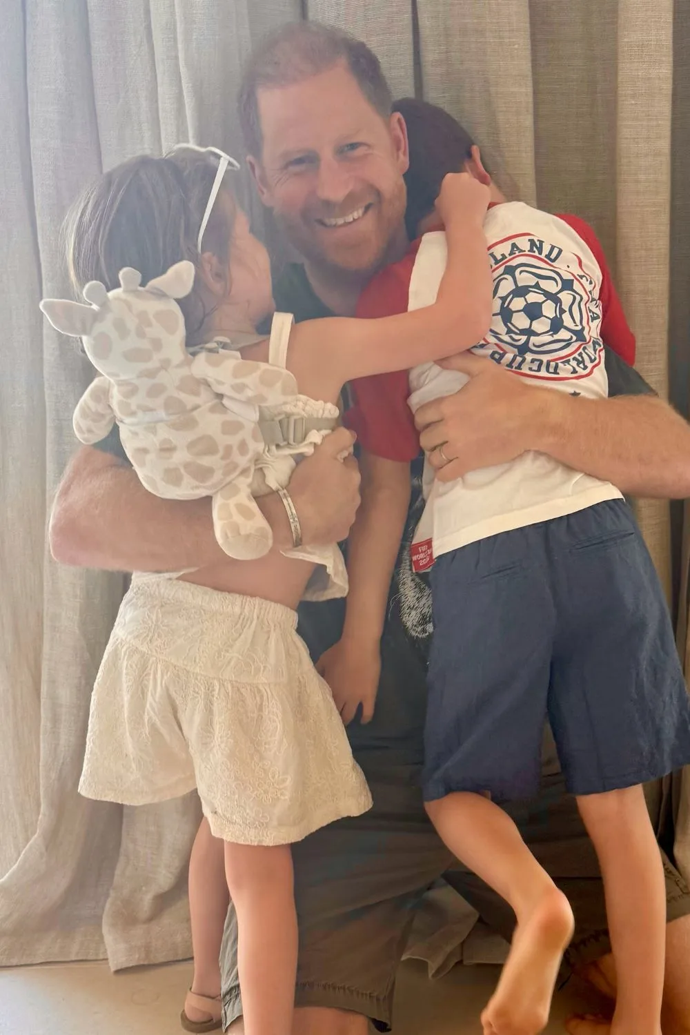 Prince Harry with Archie and Lilibet
