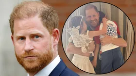 Prince Harry and kids in inset