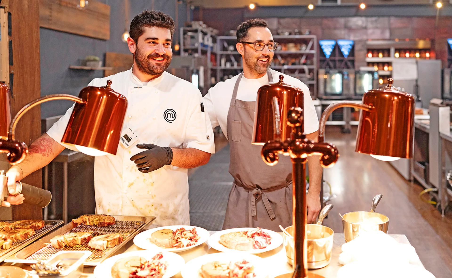Vinnie Gibaldi and Andy Allen in the MasterChef Australia kitchen.