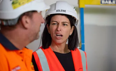 Adam and Jolene in hi-vis on The Block.