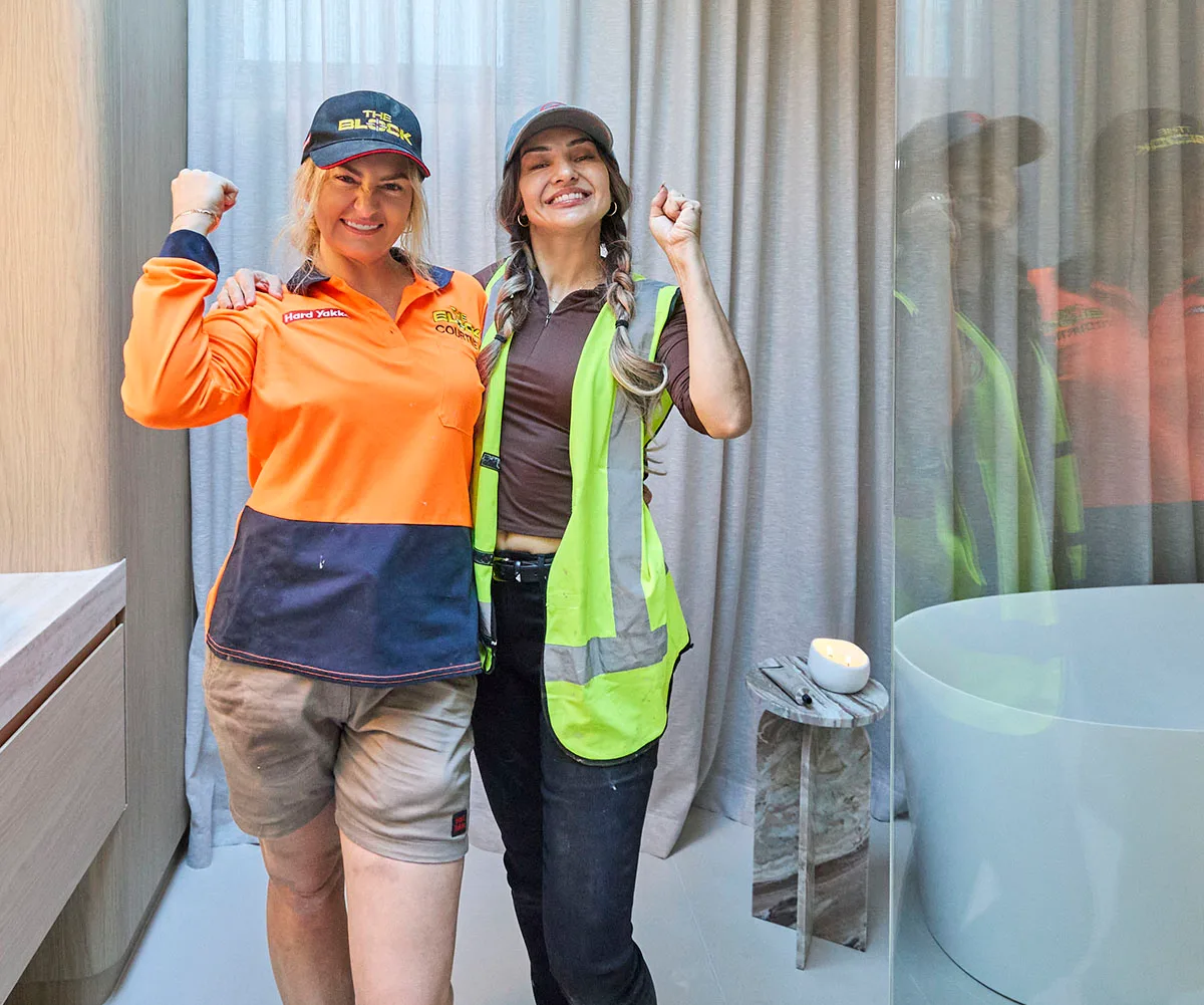 Courtney and Sev in their winning Main Bathroom.