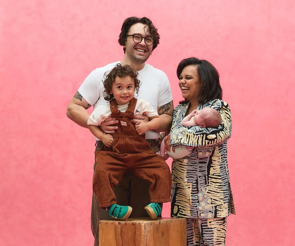 Miranda, husband James Colley and their children Grace (left) and Vincent.
