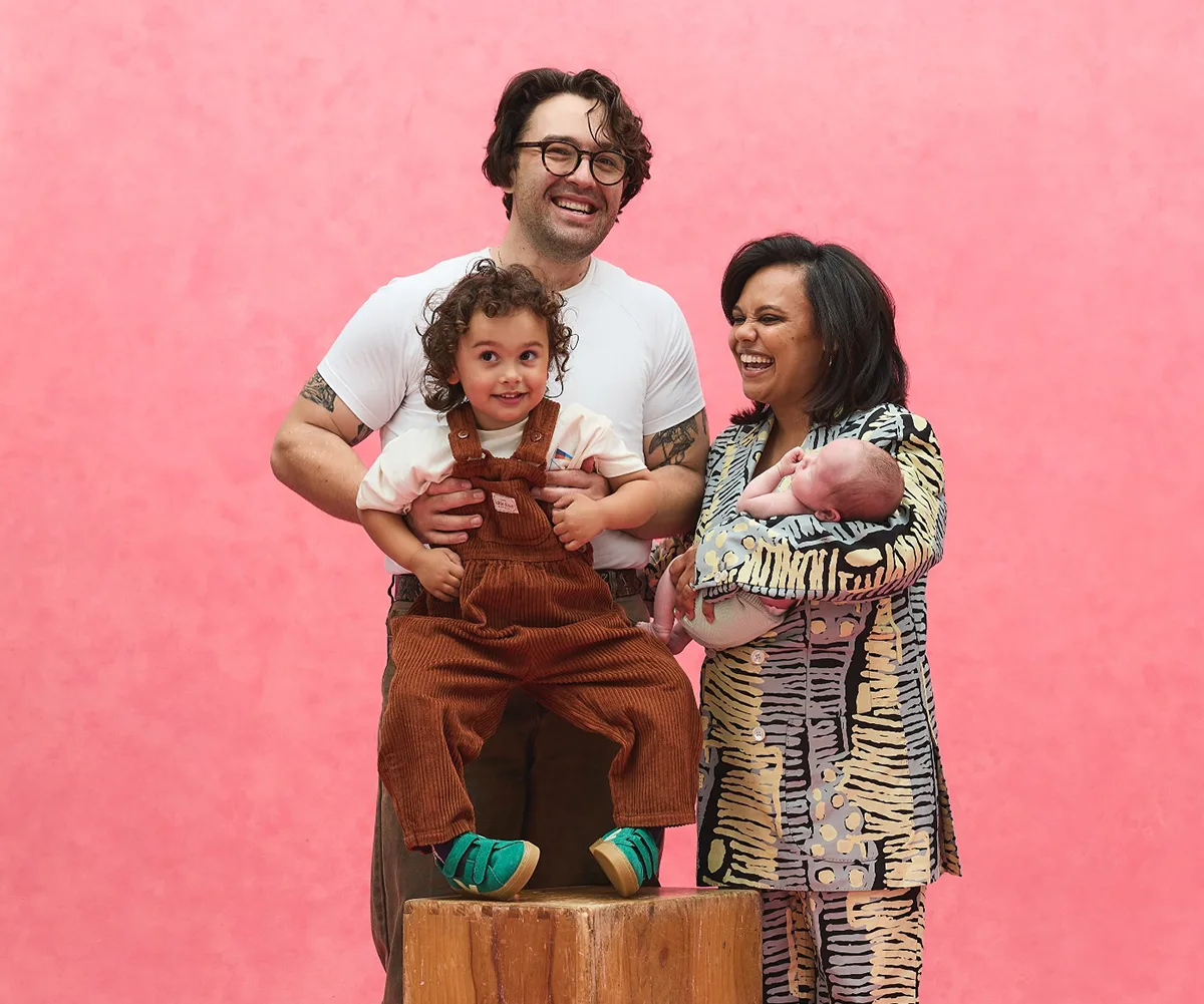 Miranda, husband James Colley and their children Grace (left) and Vincent. 