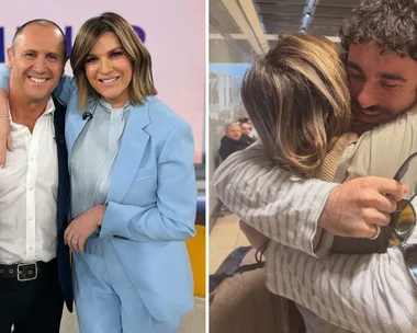 Kylie Gillies with Larry Emdur and her son, Gus