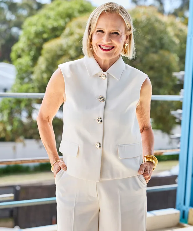 Shaynna Blaze The Block 2026 week 2 beige top and pants fashion