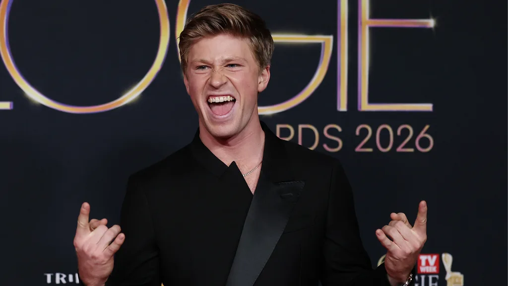 Robert Irwin strikes a pose on the 2026 Logies Red carpet
