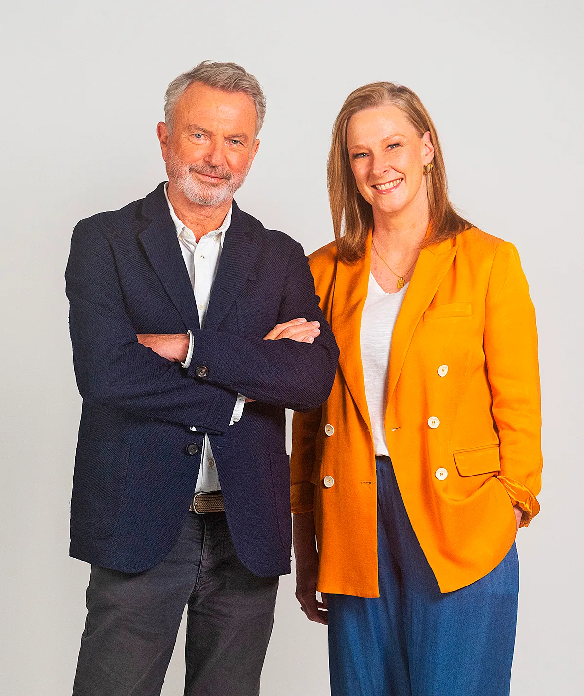 Leigh Sales and the late Sam Neill.